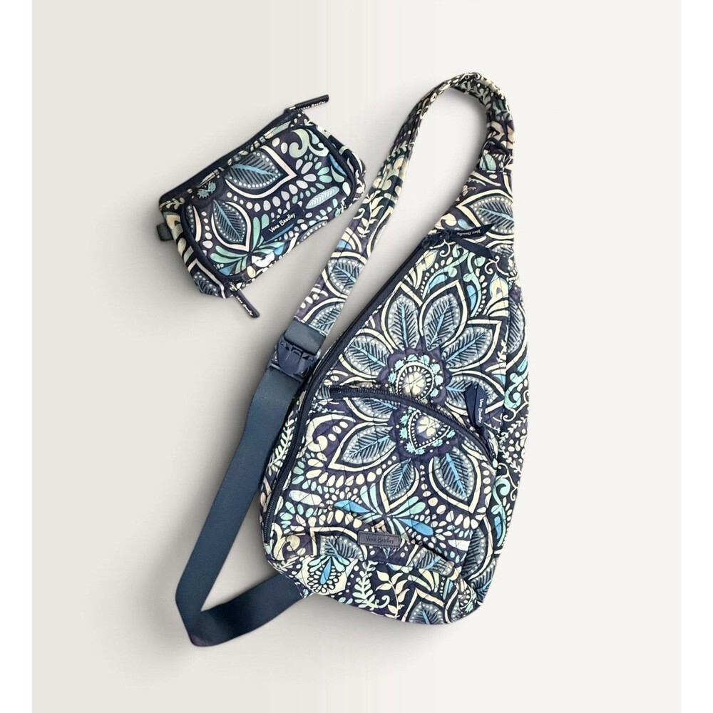 Vera Bradley Blue Island Medallion Essential Sling Backpack & Pouch Set